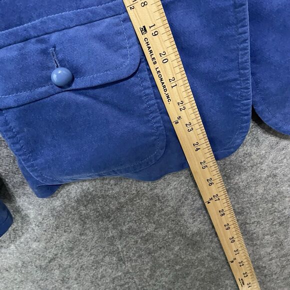 Talbots Velour Peplum Jacket Blazer Women Sz 14 Blue Pockets Lined Career Casual - Picture 7 of 7